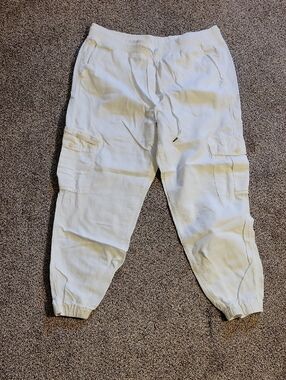 GAP Men's White Cargo Joggers with Drawstring Waist